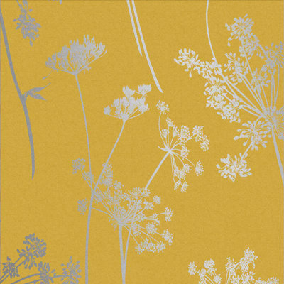 Anthriscus Floral Metallic Wallpaper Roll