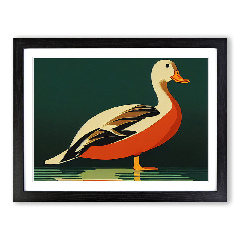 Art Deco Duck - Single Picture Frame Print, Black, 46cm H x 64cm W