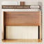 Tête de lit intégrale en bois, style campagne moderne, bohème, panneau à rainures convexe, conception à oreilles (chêne doré, grand)