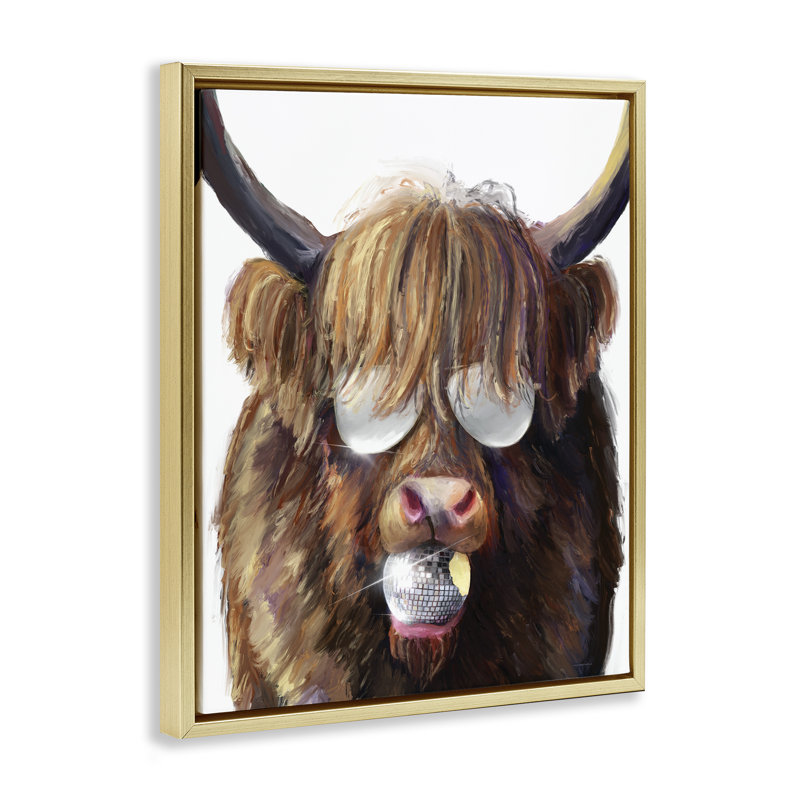 Art mural sur toile flottant Highland, 21" H x 17" W, Cadre flottant métallique doré