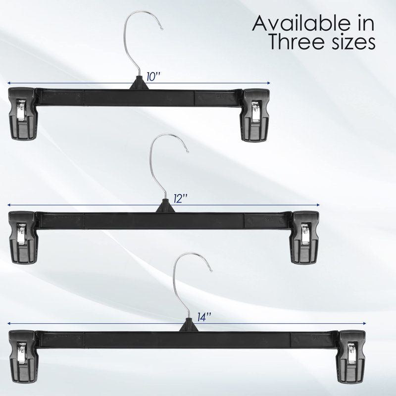 Heavy-Duty Black Plastic Skirt and Pants Hanger, 10 Pack
