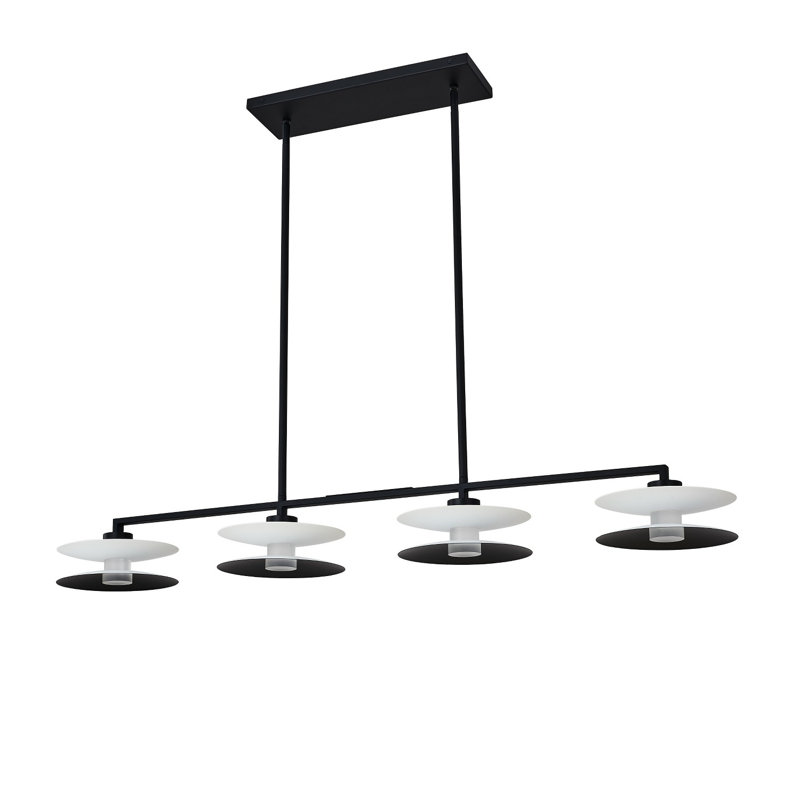Fresno 4 LT White and Matte Black Linear Pendant Kalco