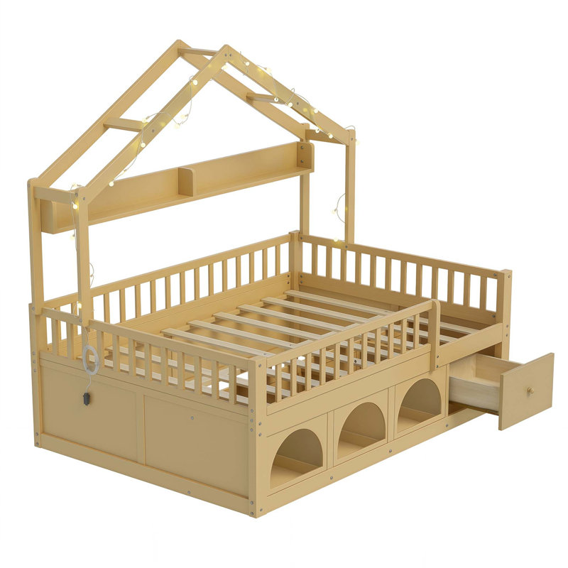 Cadre de lit Montessori House avec lumières DEL et rangement