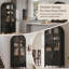 Armoire de rangement de 71 po de haut avec porte en verre arquée, armoire de cuisine avec porte, supports de rangement internes, tiroir caché, tablette ouverte et réglable, armoire de cuisine, salle à manger, facile à assembler-129472463