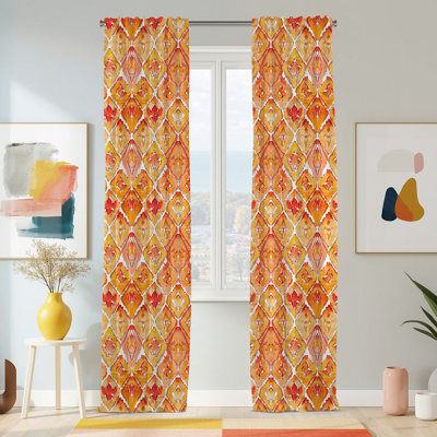 Semi Sheer Modern Print Curtain Single Panel