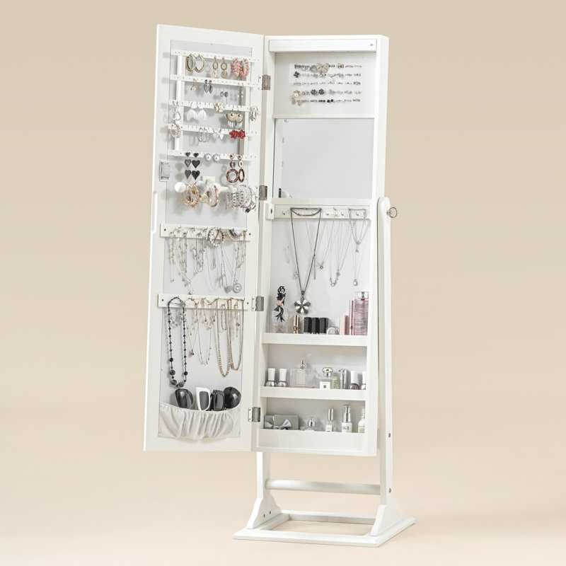Armoire à bijoux autoportante de 17,2 po de largeur Maka, Blanc