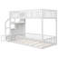 Lit superposé simple au-dessus d'un lit simple, échelle avec rangement, blanc-1611325477