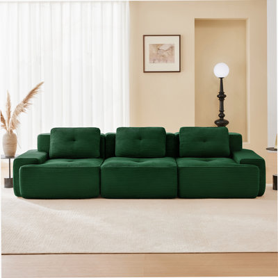 117 Inch Modern Modular Sectional Sofa, Corduroy Fabric, Oversized 3-Seater Couch With Deep Seat And Pearl-Like Piping, No Assembly Required, Anti-Slip Design