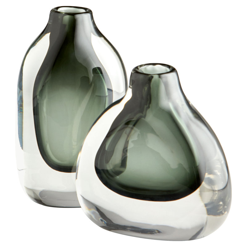 Moraea Handmade Glass Table Vase,  9" H x 5" W x 3" D