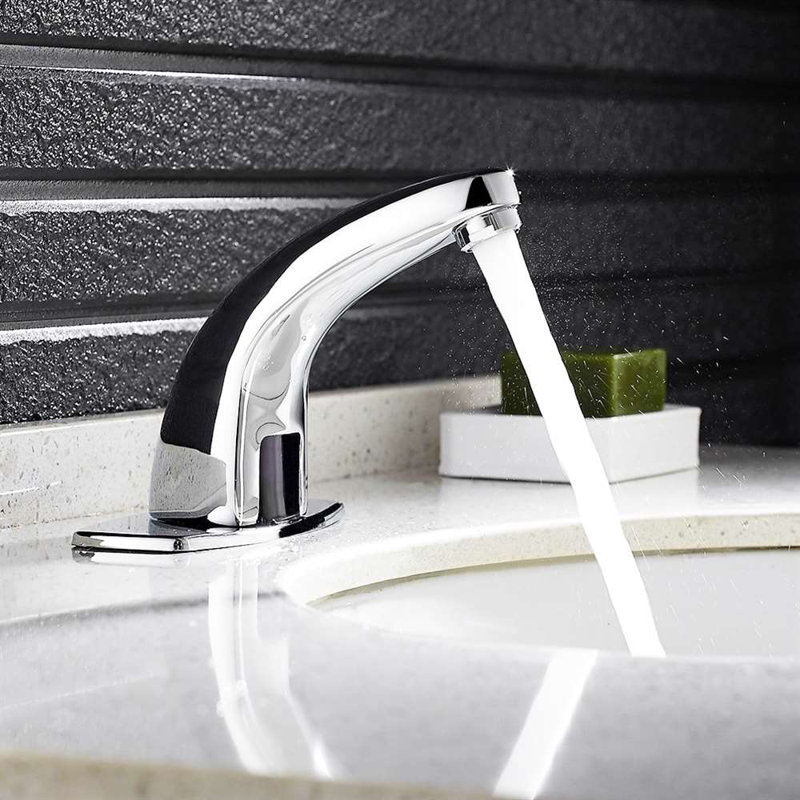 Robinet électronique sans contact FontanaShowers, finition chromée, fixation sur plateau, laiton massif, conforme ADA