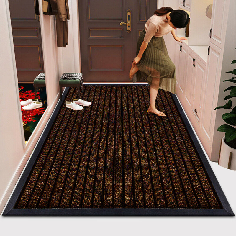 Non-Slip Indoor Outdoor Door Mat, Brown, Rectangle 46 x 60 cm
