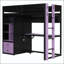 Lit mezzanine simple en bois avec bureau et rangement-133569009-133569010