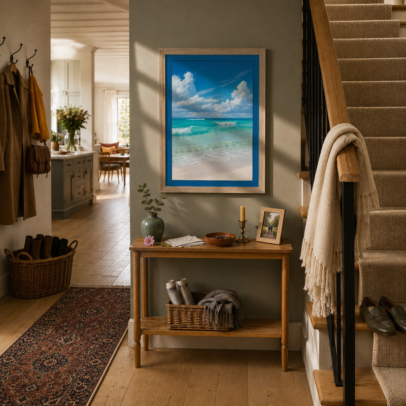 Tropical Beach Serenity Coastal - Print, A4 - 29.7 x 21.0 cm, Oak