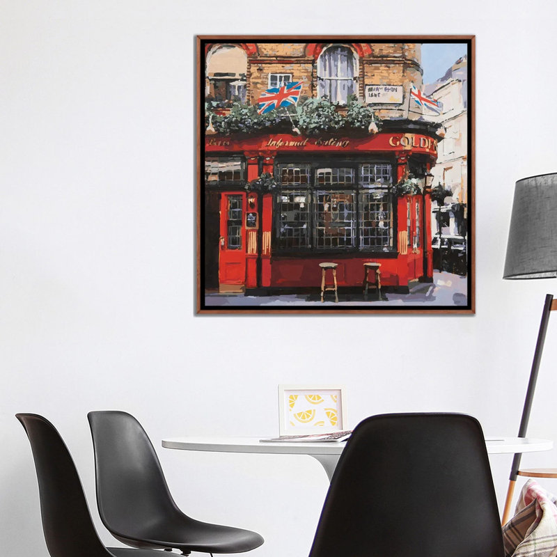 UK Golden Pub by Marco Barberio - Gallery-Wrapped Canvas Giclée on Canvas, 93.98 cm H x 93.98 cm W x 4.445 cm D, Classic Wood