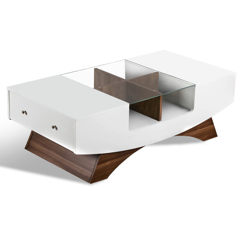 Madilyn Trestle Coffee Table with Storage, White