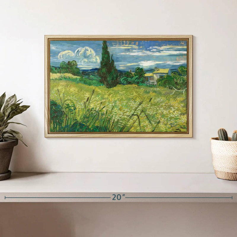 Champ vert 1889, Cadre flottant en bois naturel, 13 po x 9 po
