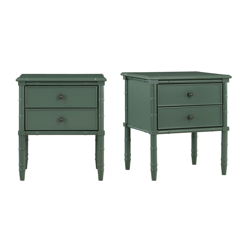 Kraft 2 Drawer Nightstand - Set Of 2, Green