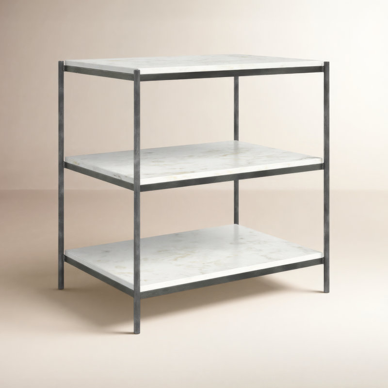 Castino Aurelia End Table with Storage, Hammered Gray/White