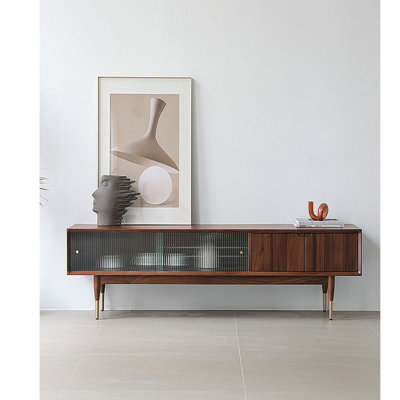 Cabinet audio-visuel simple en noyer noir
