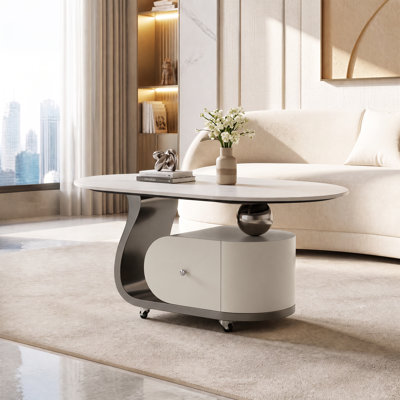 Tables d'appoint modernes avec rangement, 100 cm (39,4 pouces) en pierre frittée, piètement en acier, mobiles