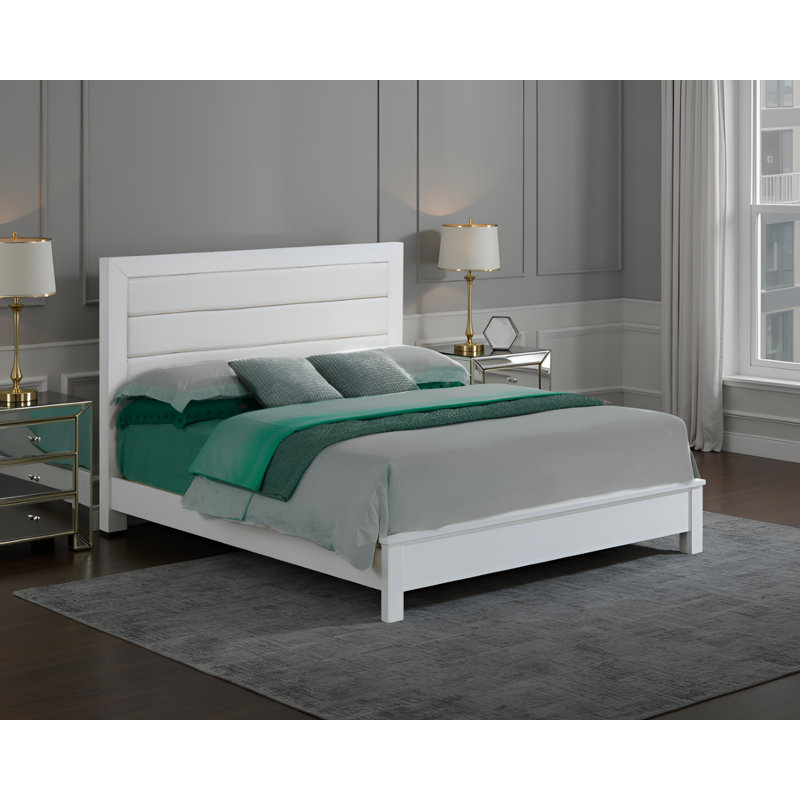 Lit double en similicuir Imatra, Double, Blanc