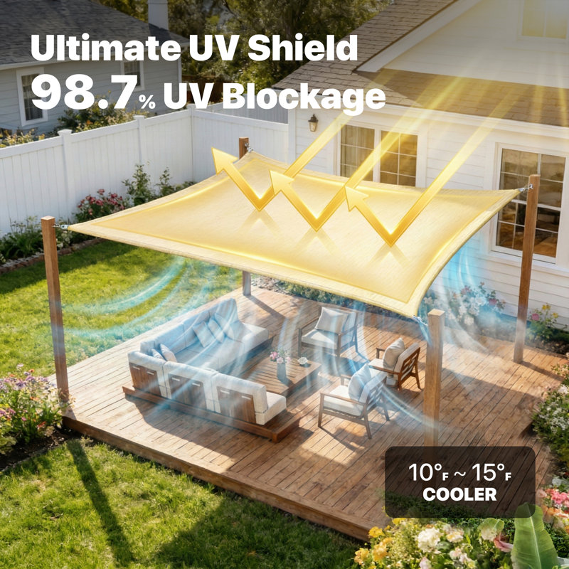 Royal Shade Super Ring Triangle Shade Sail, Beige, 16 ft.  x 16 ft.  x 16 ft.