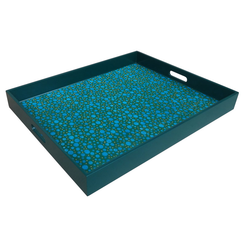 Reverse Painted Mirror Serving Tray, Large