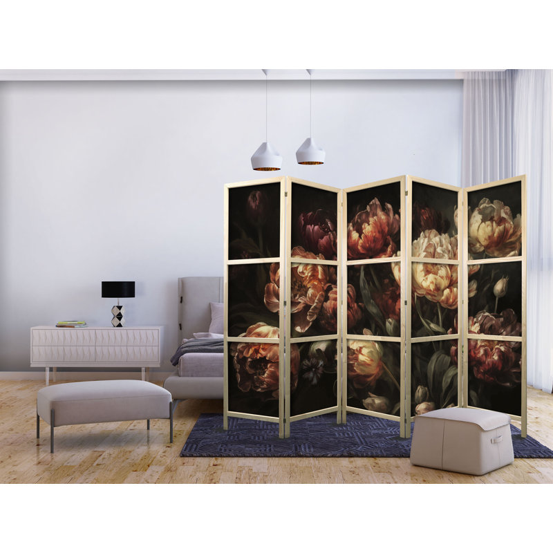 171cm H Solid Wood Folding Room Divider, 171cm H x 225cm W x 1.2cm D, 5