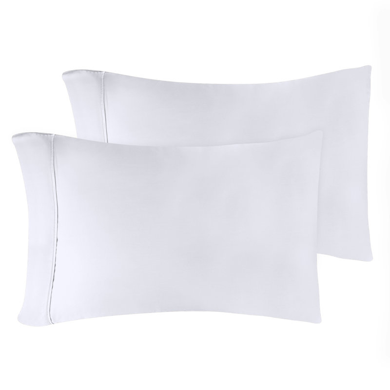 Superior 300 Thread Count Egyptian Cotton Blend Solid Pillowcases Set, Standard, White