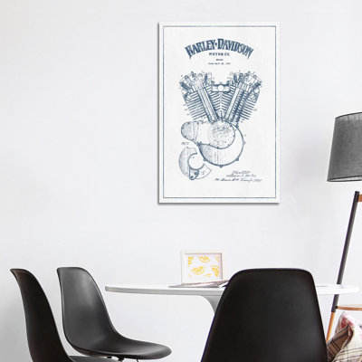 Harley-Davidson Motorcycles (Ink) I by Aged Pixel - Wrapped Canvas Print