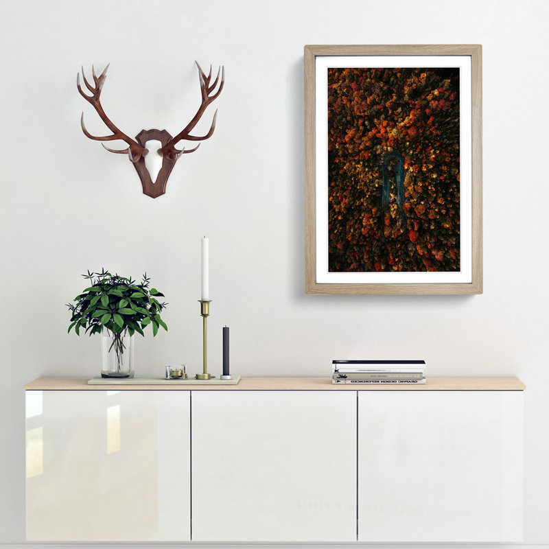 Forest Road in Austria - Framed Print, 36cm H x 27cm W x 2cm D, Oak Framed