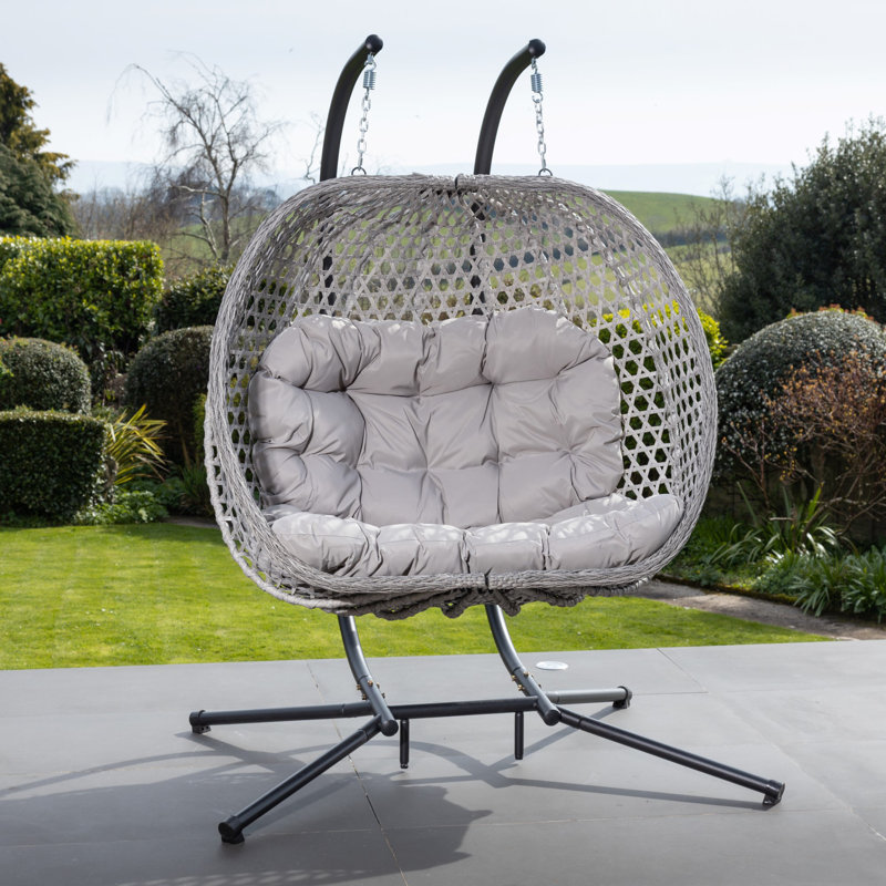 Beauchamp Swinging Double Garden Seat, Light Grey