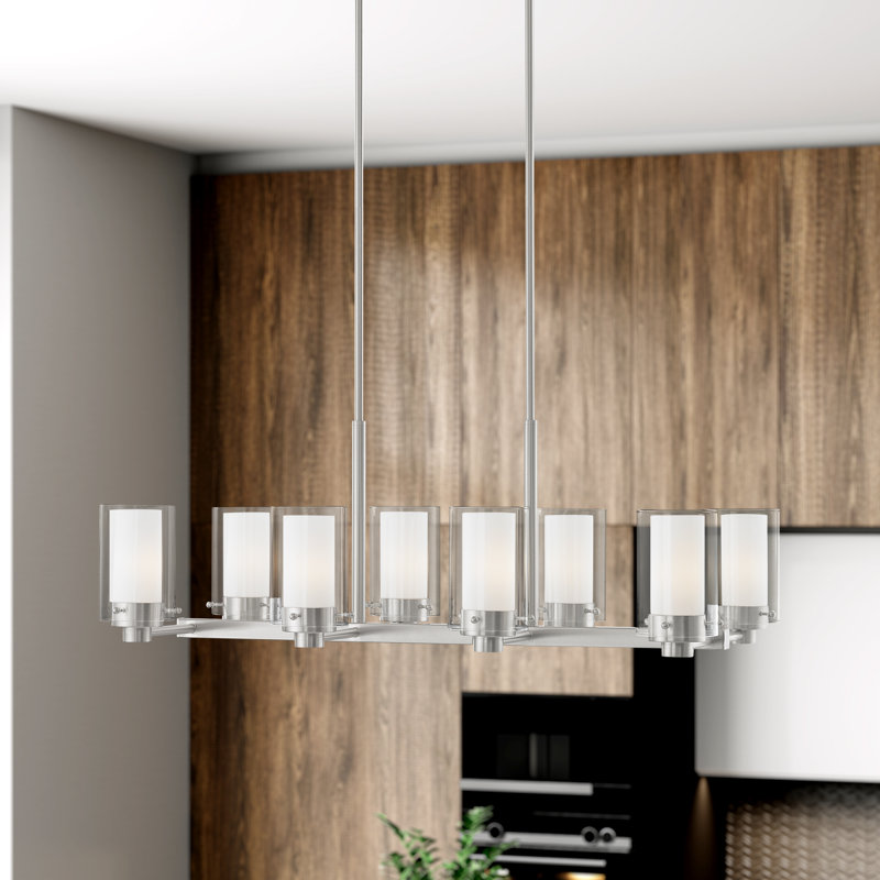 Luminaire suspendu linéaire à 8 lumières pour îlot de cuisine Edene