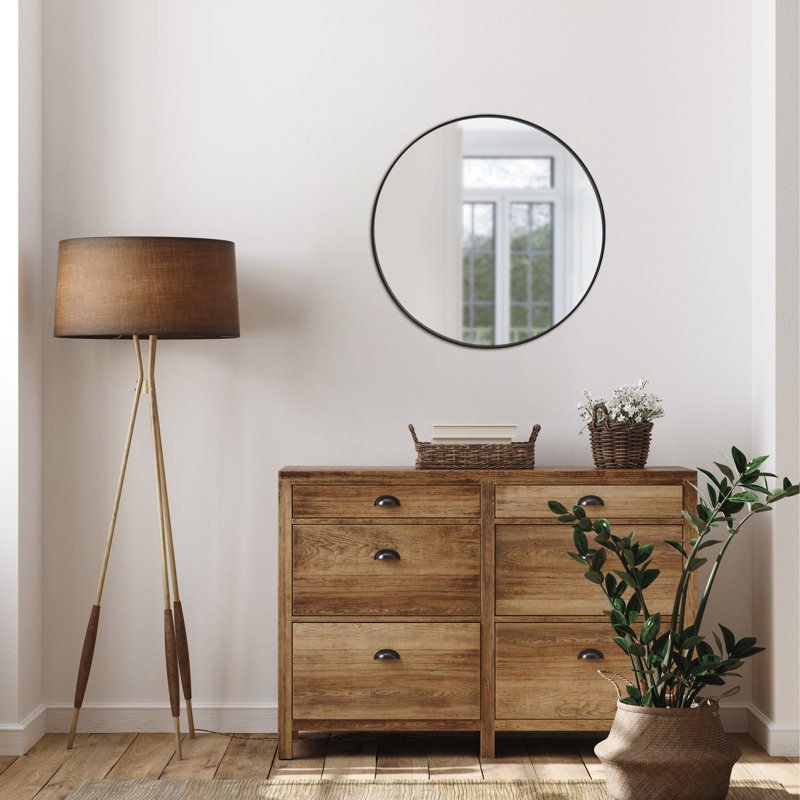 Miroir de salle de bain Adrihanna, 28 po x 28 po, Noir