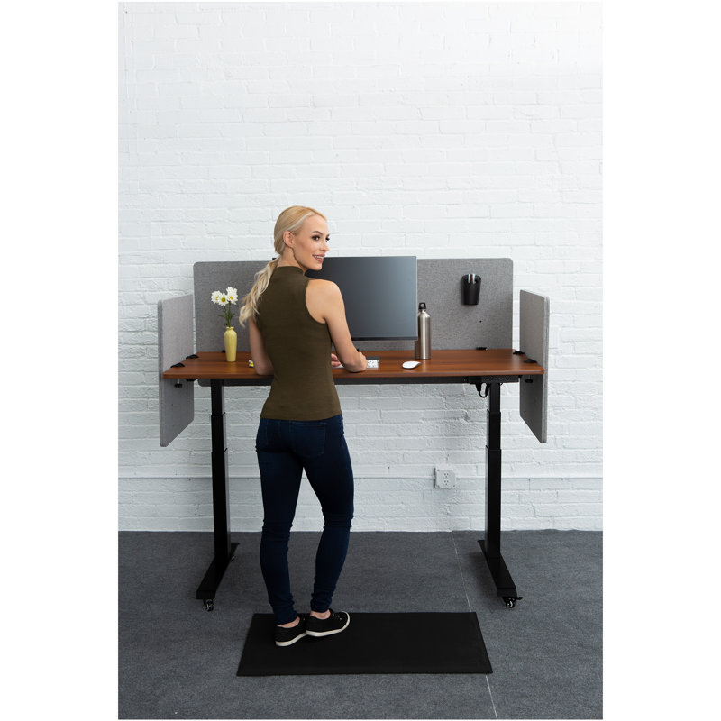 Cool Gray Acoustic Desk Divider with Clamp-On Design