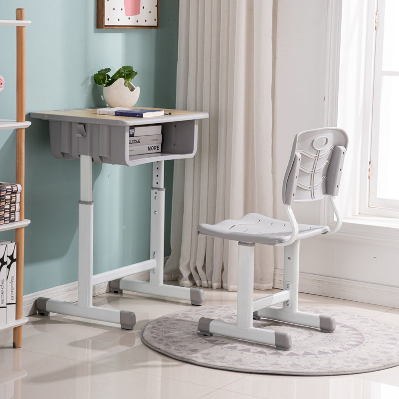 Ensemble de bureau d'art 23,62 po Kinga, Jaune/gris