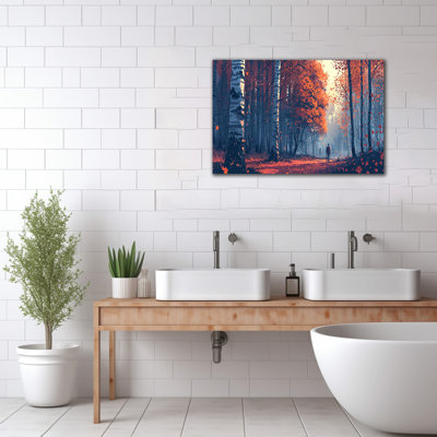 Art mural de grande forêt de bouleau d'hiver, automne, décoration murale nature, peinture de bouleau d'automne, impressions sur toile, affiche de paysage pour le salon, bureau de chambre à coucher, œuvre d'art murale prête à être suspendue, 36 po x 48 po