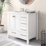 Bhalaram 36'' Single Bathroom Vanity with Marble Top