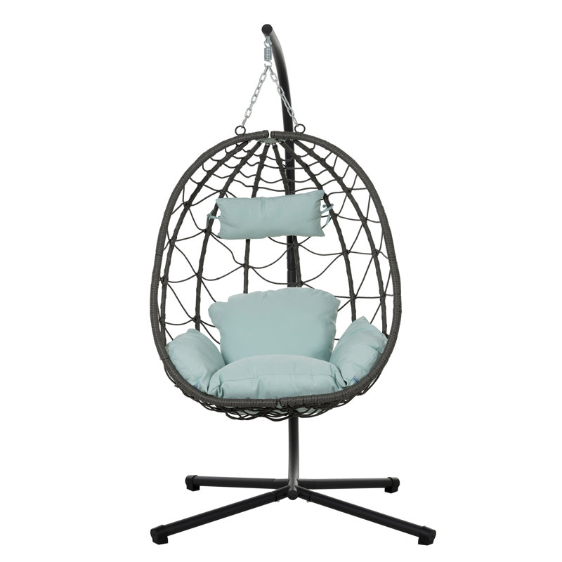 Fauteuil à œufs avec support Balancelle d'extérieur pour l'extérieur, Bleu