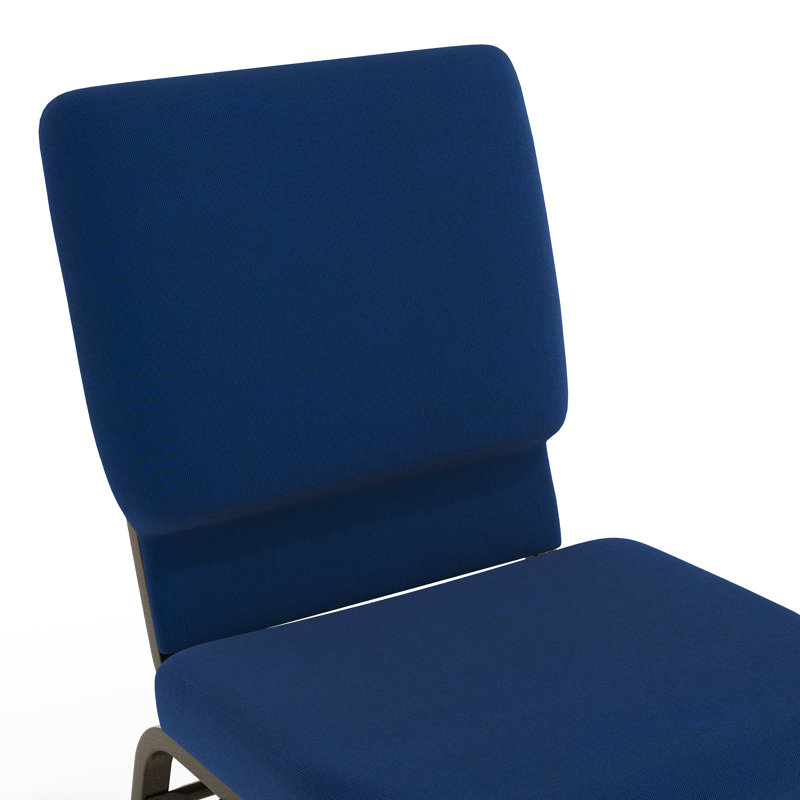 Chaise d'église en tissu 18,5 po Bernardston, Métal avec veines dorées, Bleu marine