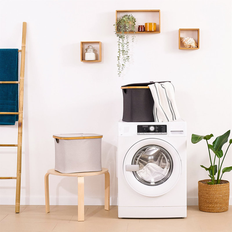 Fabric and Bamboo Laundry Hamper