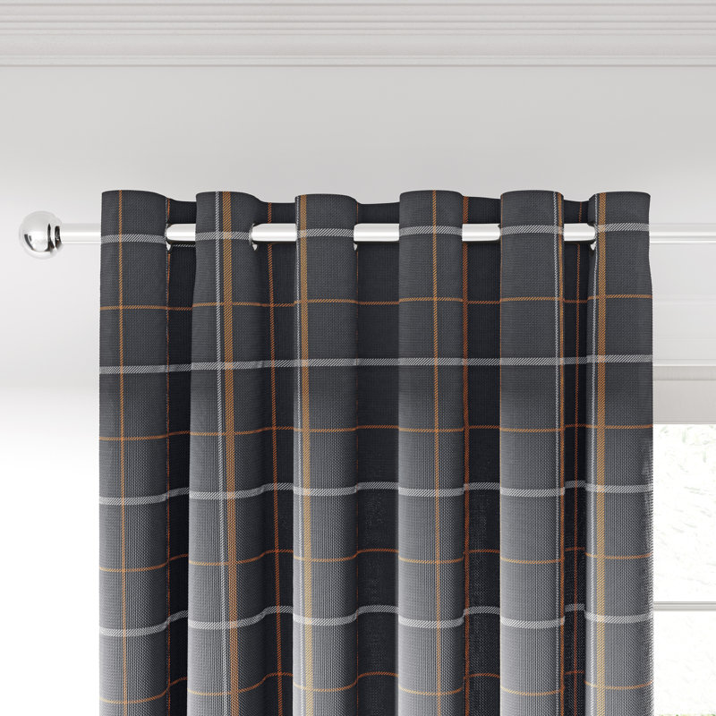 Harper Lined Eyelet Room Darkening Curtains, Charcoal/Ginger, Width 228 x Drop 183cm