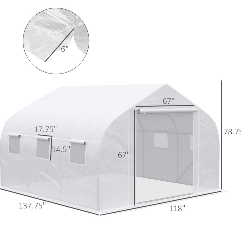Walk-in Greenhouse 12 x 10 x 7, construction en acier galvanisé, blanc, avec porte grillagée pour la protection des plantes grand 12 pi x 10 pi 7 pi, acier, ventilation florissante