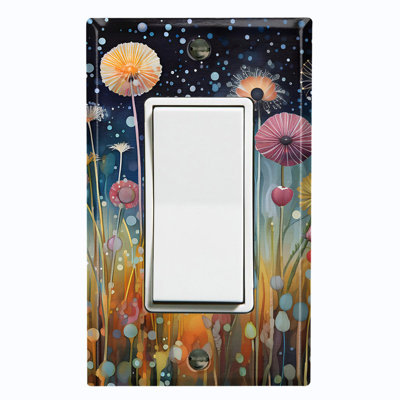 Plaque de protection d'interrupteur en métal ; interrupteur à bascule GFI 1 module, format standard américain – motif de jardin fleuri fantaisiste
