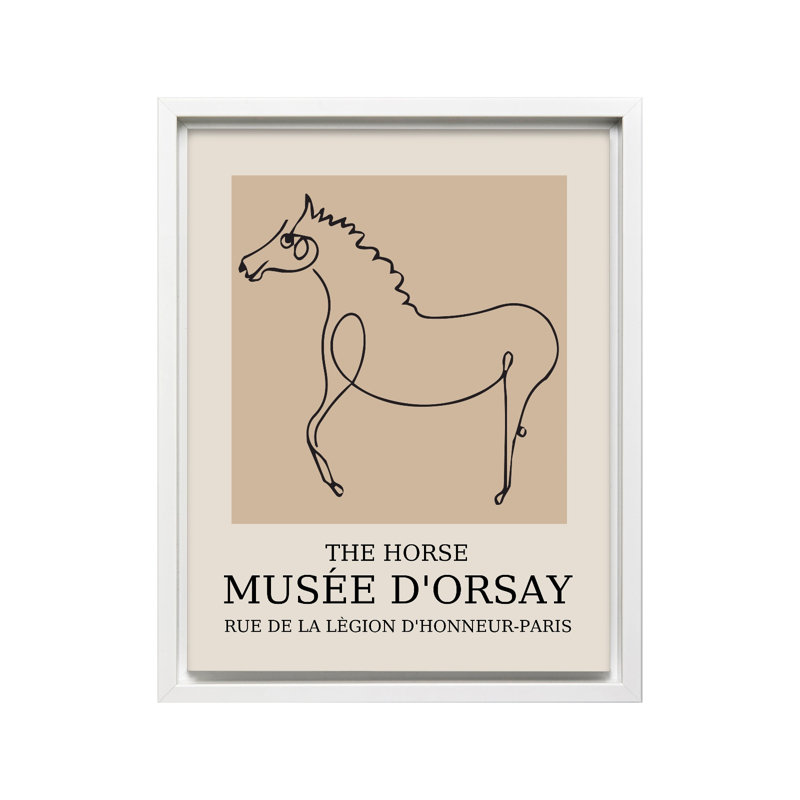 Picasso - Le cheval, Canevas, Encadrement blanc, H 16 po x l 20 po