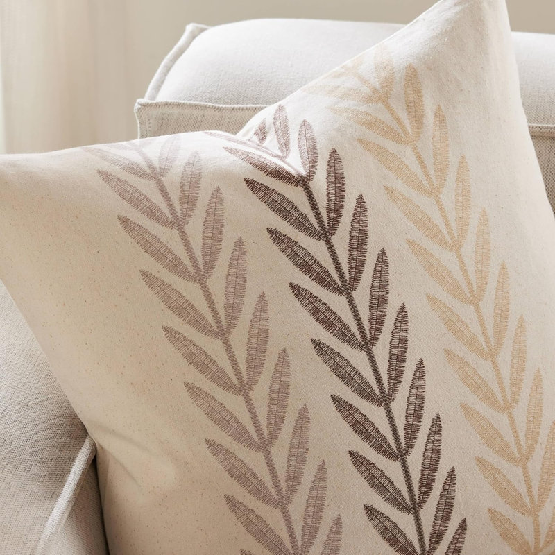Ensemble de 2 housses de coussin 100% coton à imprimé feuilles