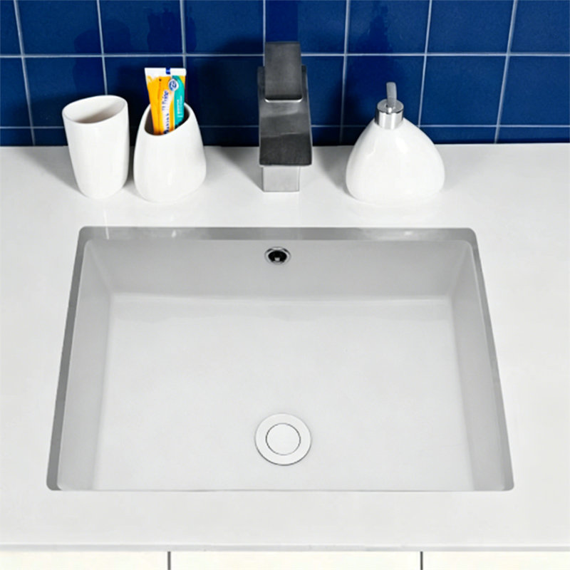 Lavabo de salle de bain rectangulaire encastré en céramique avec trop-plein Topcraft 22 po x 15,5 po x 6,77 po Topcraft