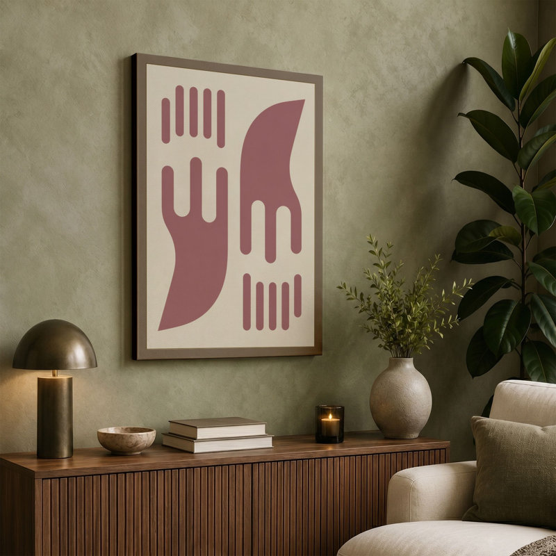 Modernist Abstraction Geometric - Wrapped Canvas, 36x24 - 91.4 x 61.0 cm, Terracotta Border