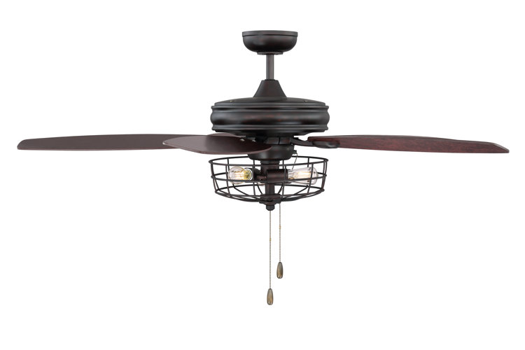 52" Hartwick 5 - Blade Caged Ceiling Fan with Pull Chain and Light Kit Included