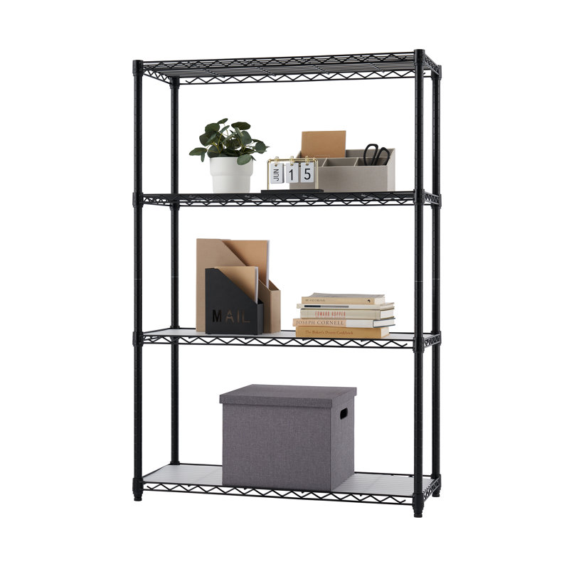 Étagère grillagée en acier à 4 niveaux TRINITY EcoStorage NSF (l 36 po x P 14 po), Noir